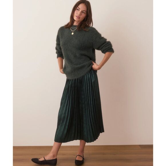 Marine Layer Dresses & Skirts - Marine Layer Womens XS Chelsea Pleated Midi Skirt Green Gables New